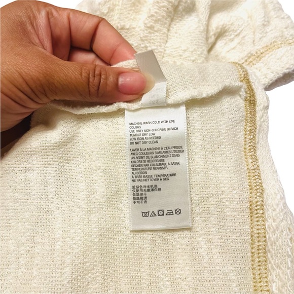 Urban Outfitters Women’s Textured Linen Blend cream gold crop Sweater Size SMALL - Picture 12 of 12